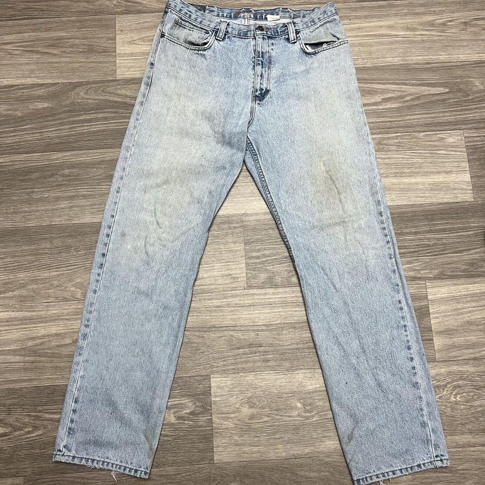 Vintage Eddie Bauer Blue Jeans 35x33 Faded Denim Regular Straight Fit Light Wash